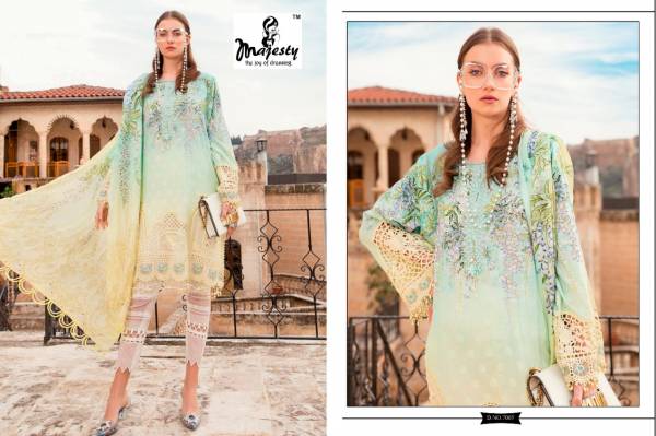 Majesty Maria B Lawn 7 Latest Designer  Digital Print Silk With Patch Embroidery Pakistani Salwar Suit Collection